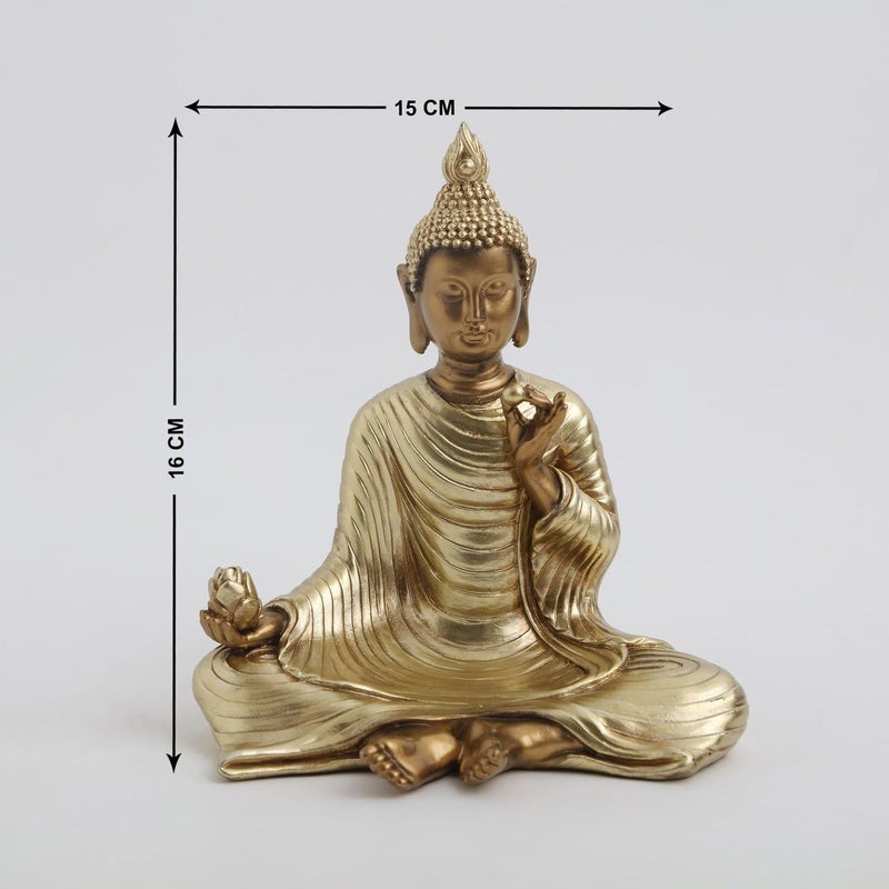 Karigaari India Resin Buddha Statue Meditating Buddha Idol for Home Dcor Golden Buddha Sculpture for Living Room Office and Spiritual Gifts - Image 5