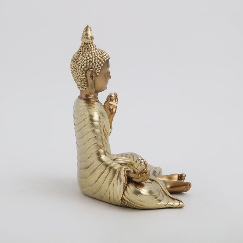 Karigaari India Resin Buddha Statue Meditating Buddha Idol for Home Dcor Golden Buddha Sculpture for Living Room Office and Spiritual Gifts - Image 4