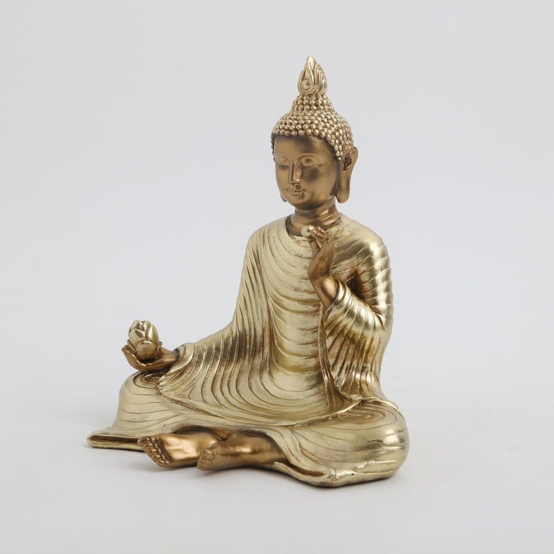 Karigaari India Resin Buddha Statue Meditating Buddha Idol for Home Dcor Golden Buddha Sculpture for Living Room Office and Spiritual Gifts - Image 2