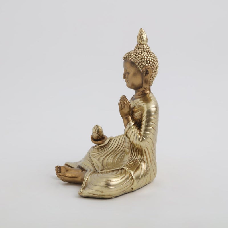 Karigaari India Resin Buddha Statue Meditating Buddha Idol for Home Dcor Golden Buddha Sculpture for Living Room Office and Spiritual Gifts - Image 3