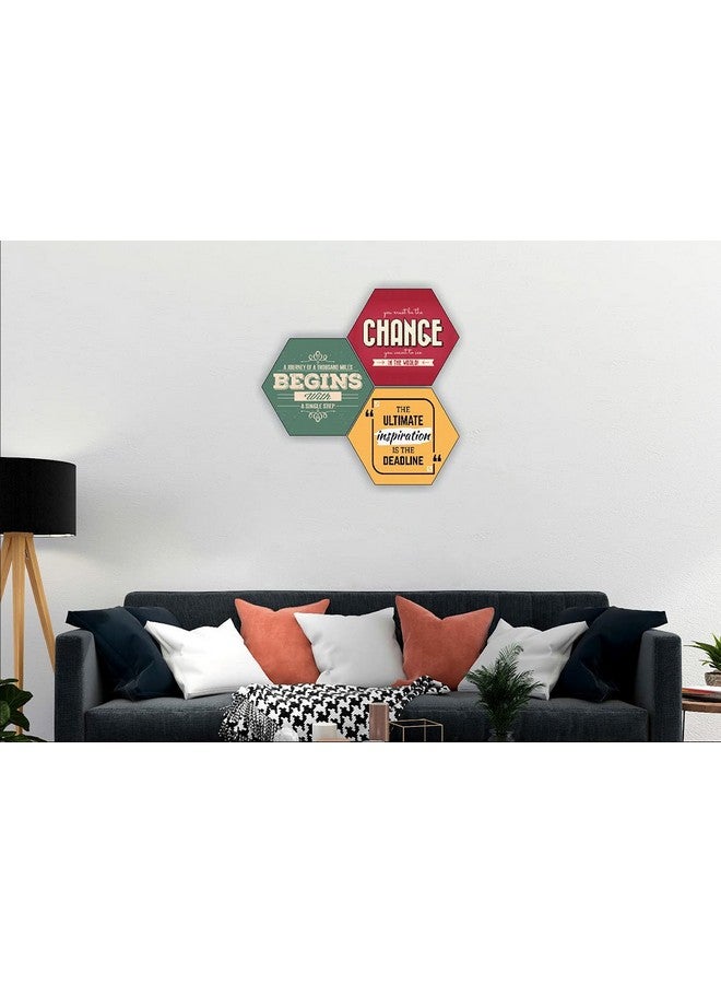SAF paintings motivational UV Textured self adeshive 3 piece hexagon Home Decorative gift item painting 17 Inch X 17 Inch SANFHX32280 - Image 2
