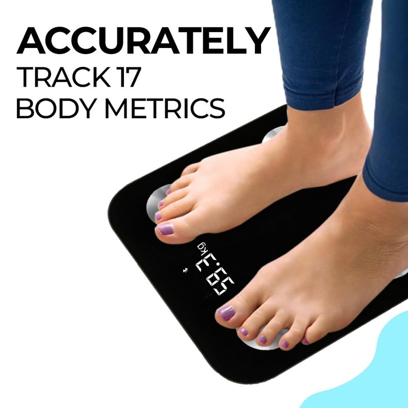 iGRiD Smart Bluetooth BMI Weight Machine for Body Weight, 17 Essential Parameters with ALFit App, Body Fat Analyzer, Full Body Composition Scale with LED Light, Lightweight & Portable, 1-Year Warranty - Image 4