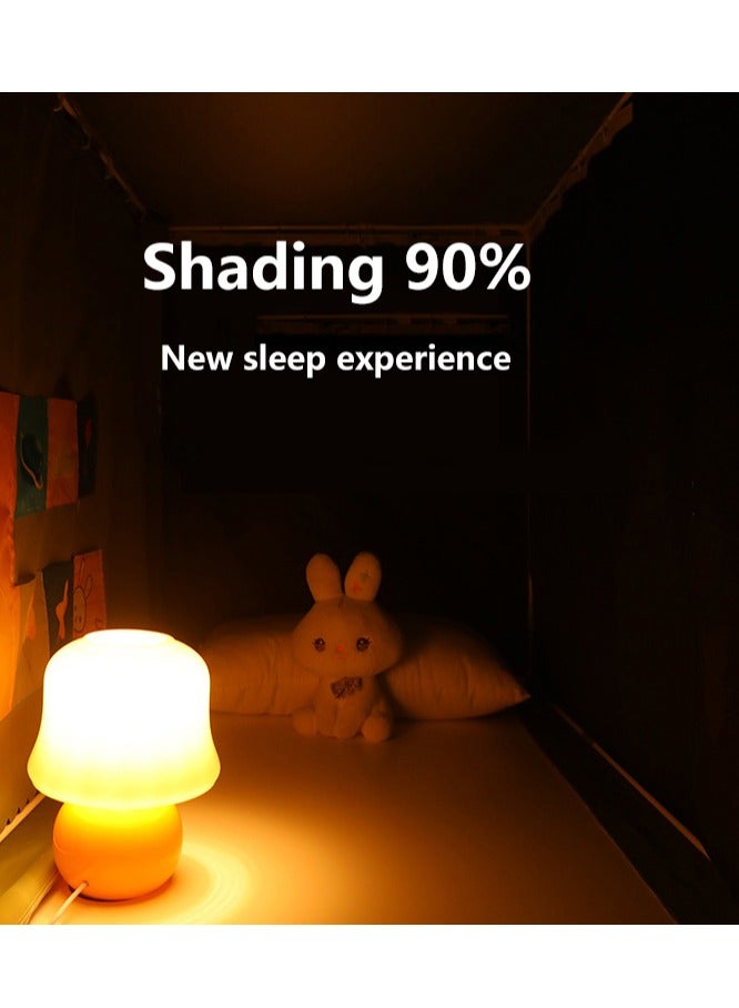 Bluejw Bed Canopy Tents Curtain Blackout Single Bed Tent Student Shading Cloth Canopy Dormitory Mosquito Net Sleep Privacy Protection with Frame for Children Bedroom Dark Black with Cartoon Star Pattern - Image 2