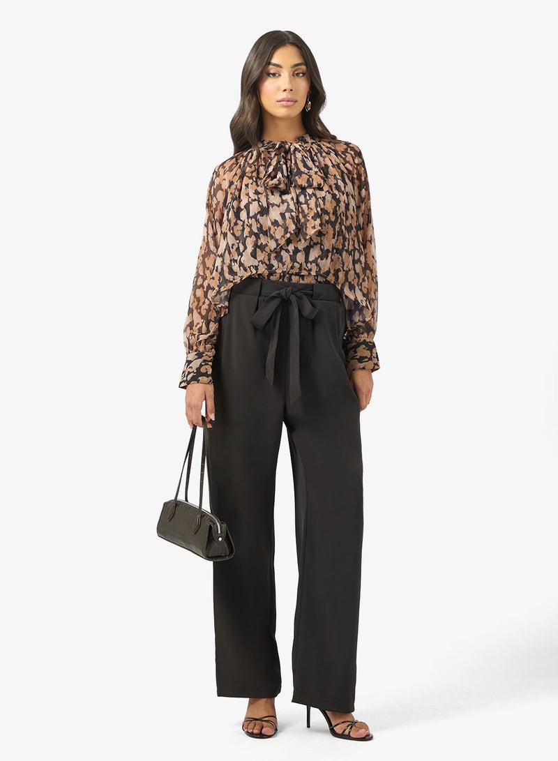 BCBG Tie Neck puff sleeve Top - Image 4