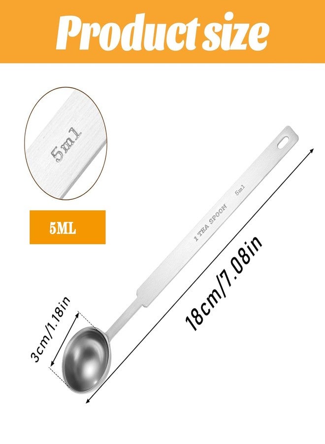 WenTigDY 2PCS 1 Teaspoon (1/3 tbsp | 5 ml |5 cc| 1/6 oz | 1/3 Tablespoon) Single Measuring Spoon,Long Handle Measuring Spoons, for Measuring Coffee, Pet Food, Grains, Protein - Image 2
