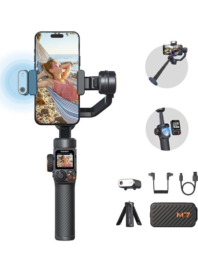 hohem - Hohem iSteady M7 Gimbal Stabilizer for Smartphone, Magnetic AI Tracker Fill Light, Detachable Touchscreen Remote Controller, Built-in Extension Rod, 500g Payload Gimbal Stabilizer for iPhone Android - Image 1