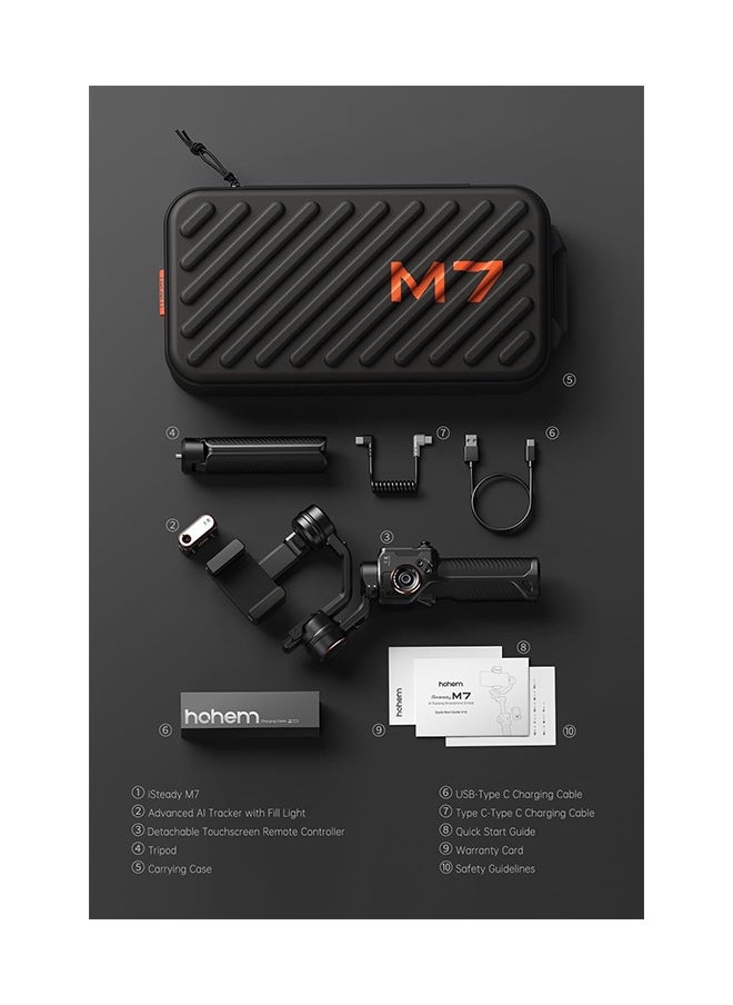 hohem - Hohem iSteady M7 Gimbal Stabilizer for Smartphone, Magnetic AI Tracker Fill Light, Detachable Touchscreen Remote Controller, Built-in Extension Rod, 500g Payload Gimbal Stabilizer for iPhone Android - Image 1