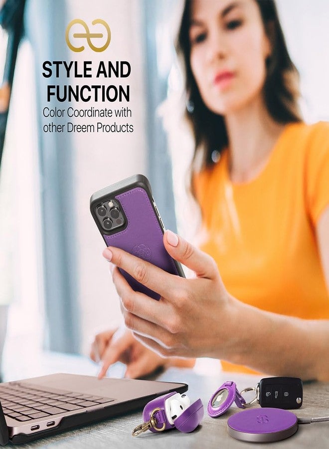 دريم جراب محفظة Dreem Fibonacci متوافق مع iPhone 14 Pro Max / جراب مقاوم للصدمات 2 في 1 وغطاء جلدي نباتي قابل للفصل، متوافق مع MagSafe، حماية RFID [بنفسجي] - Image 5