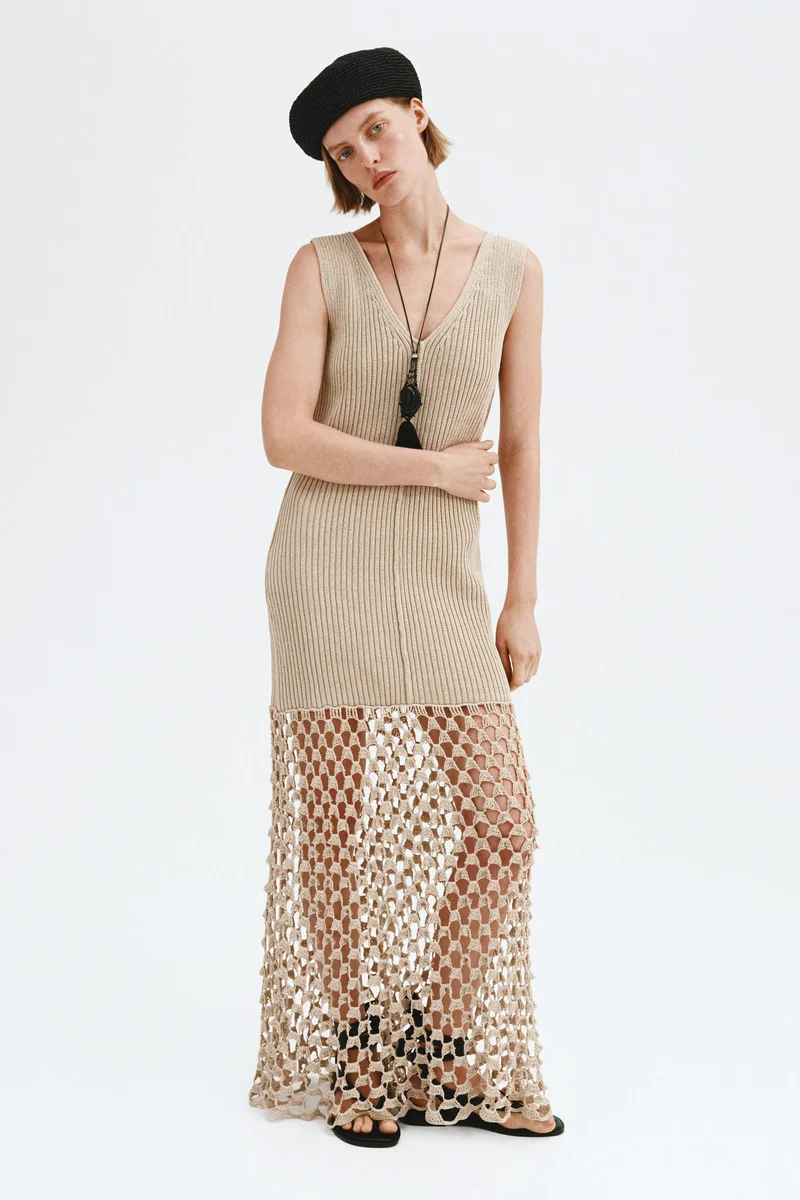 Rib-knit tie-back dress