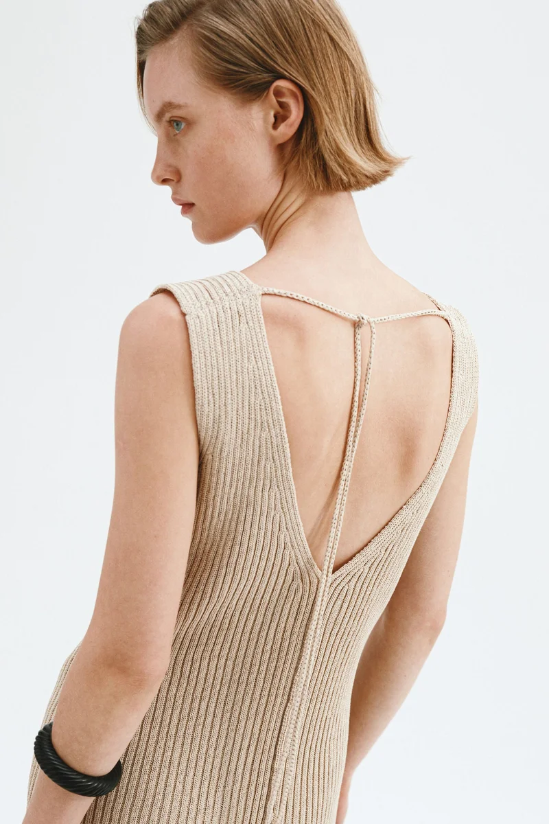 H&M  Rib-knit tie-back dress for Women | Best Price UAE