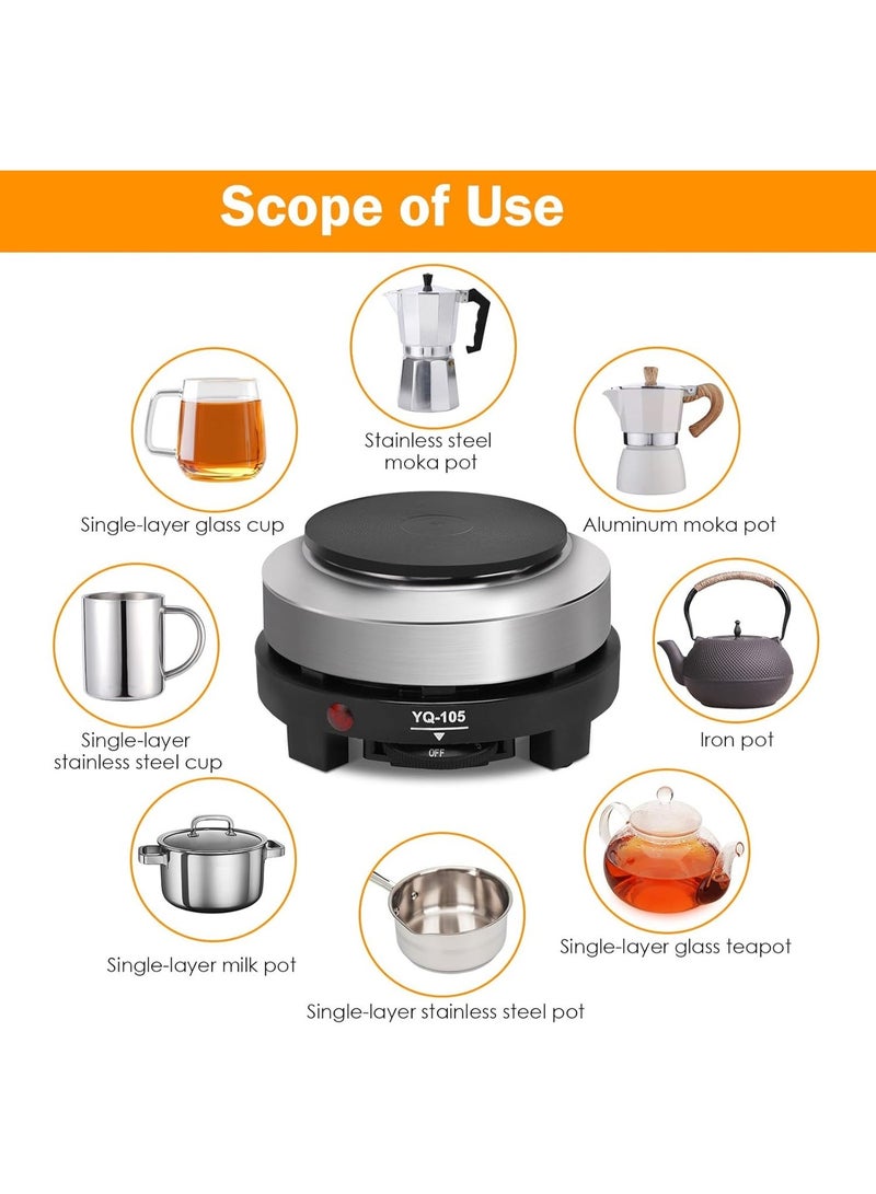 اي ار تي سي سخان كهربائي للقهوة/الشاي، ٥٠٠ واط، موقد واحد، ٢٢٠-٢٤٠ فولت، ٥٠/٦٠ هرتز، طراز YQ-105 - موقد صغير الحجم لتسخين الشاي والقهوة والحليب الساخن - Image 1
