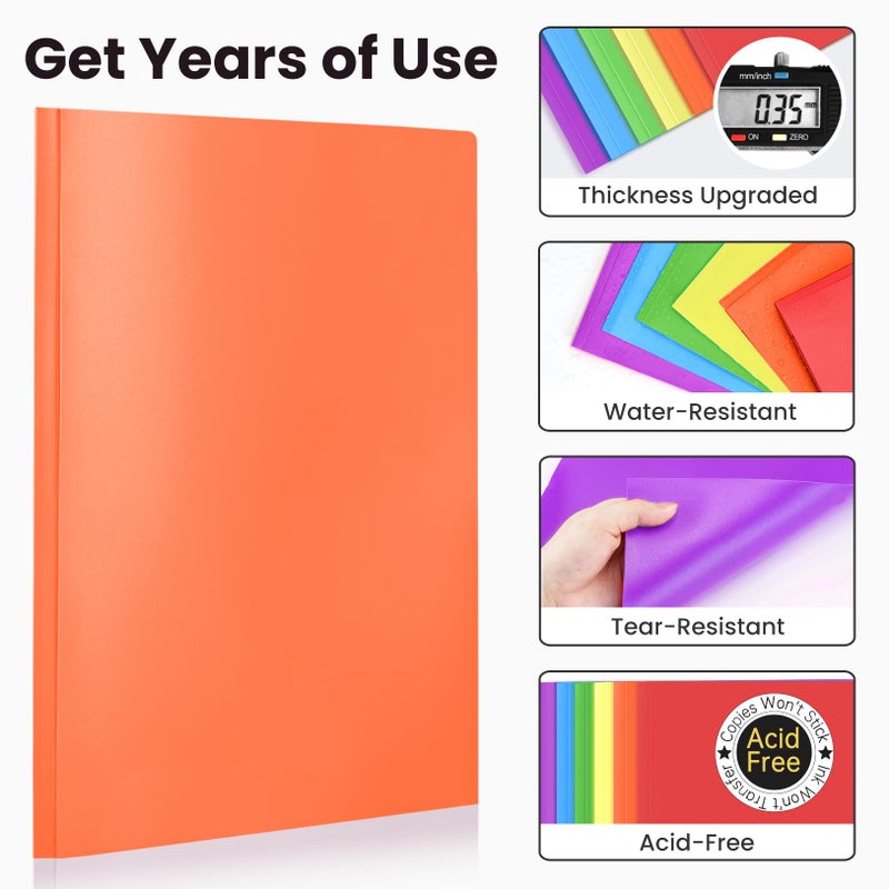 Sooez Plastic Folders with Pockets and Prongs, 6 Pack Pocket Folders with Prongs, Heavy Duty 3 Prong 2-Pocket Folders for Document, Colored File Folder Back to School Supplies for Kids - Image 3