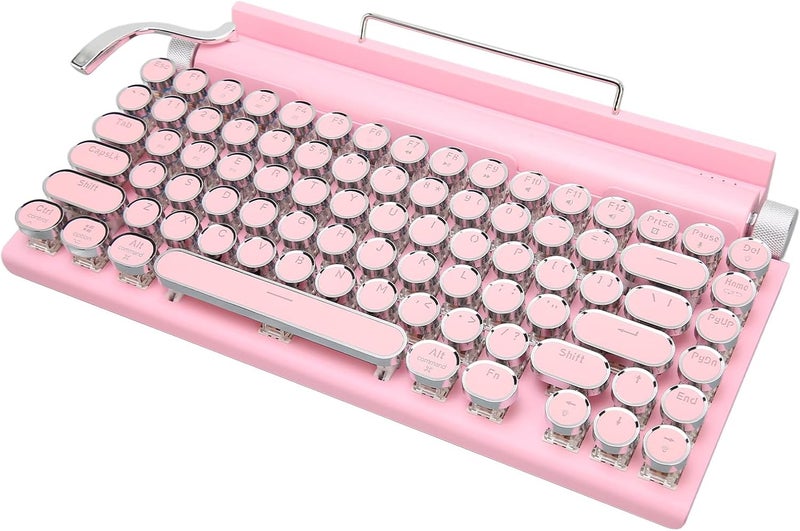 klarako Mechanical Keyboard, 83 Key Waterproof Gaming Keyboard, Round Keys for Phone (Pink) - Image 3