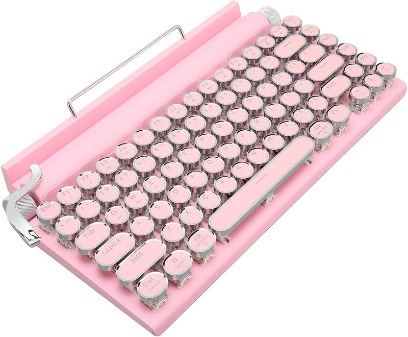 klarako Mechanical Keyboard, 83 Key Waterproof Gaming Keyboard, Round Keys for Phone (Pink) - Image 1
