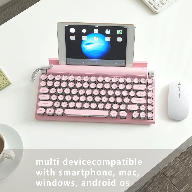 klarako Mechanical Keyboard, 83 Key Waterproof Gaming Keyboard, Round Keys for Phone (Pink) - Image 4