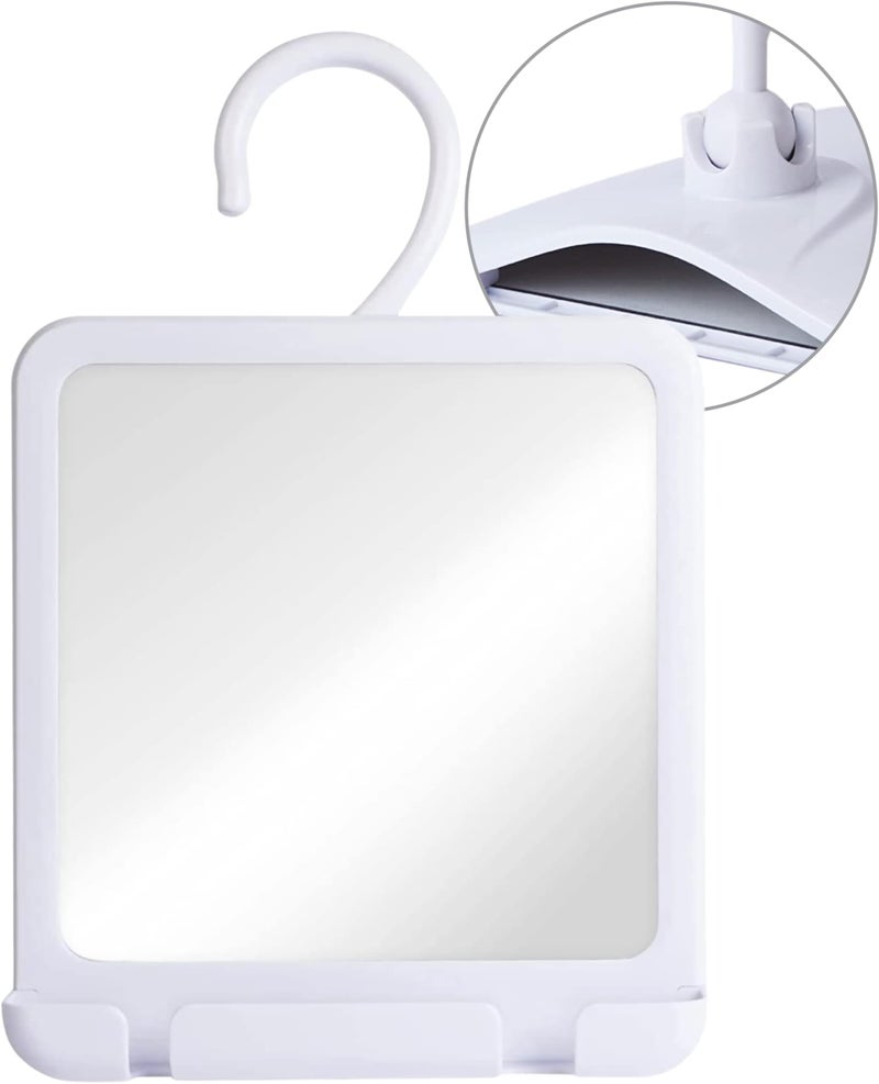 Mirrorvana MIRRORVANA Dual Anti Fog Shower Mirror for Shaving Shatterproof Fogless Design with Hook for Hanging  Fill Back ChamberReservoir with Hot Water for FogFree Shave  8 x 7 White 