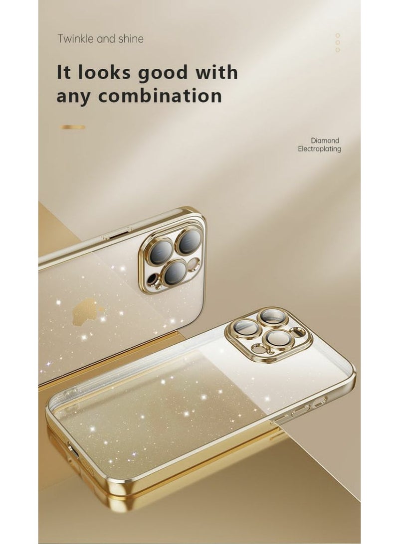 X-level جراب X-level لهاتف iPhone 15 Pro Max من سلسلة Glinting Series Shine Series - لون ذهبي - Image 2