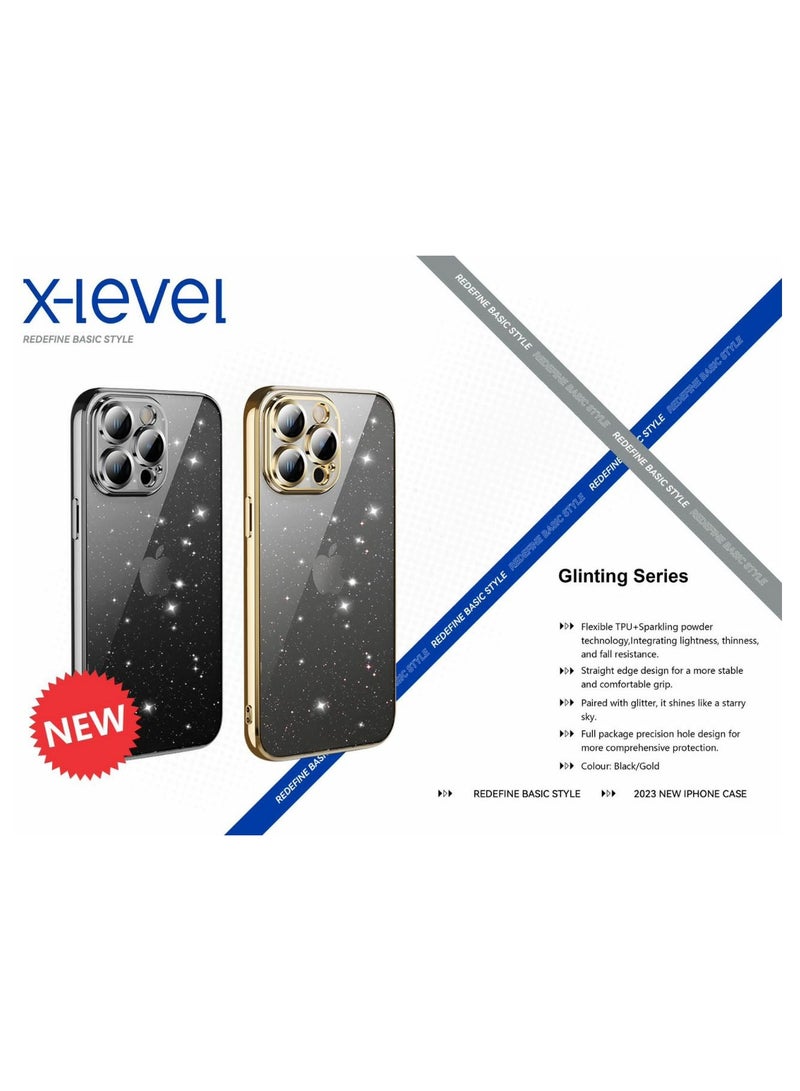 X-level جراب X-level لهاتف iPhone 15 Pro Max من سلسلة Glinting Series Shine Series - لون ذهبي - Image 3