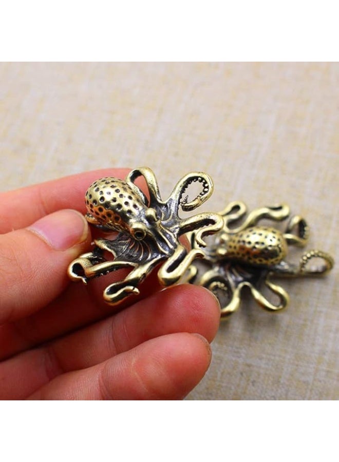 MySouqEg | Retro Brass Octopus Ornament Miniatures Sea Animal Figurines Desktop Copper Tea Pet Craft Home Decorations Gif - Image 2