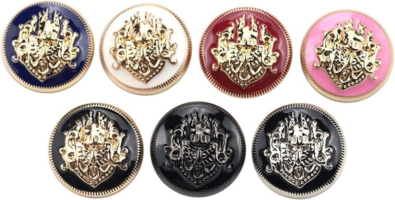 Button,10 Pcs British Style Metal Buttons Coat Jacket Plating Metal Buttons for Sewing Supplies-Black,10mm(Gold Red,25mm) - Image 2