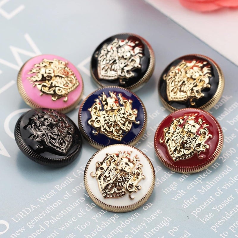 Button,10 Pcs British Style Metal Buttons Coat Jacket Plating Metal Buttons for Sewing Supplies-Black,10mm(Gold Red,25mm) - Image 4