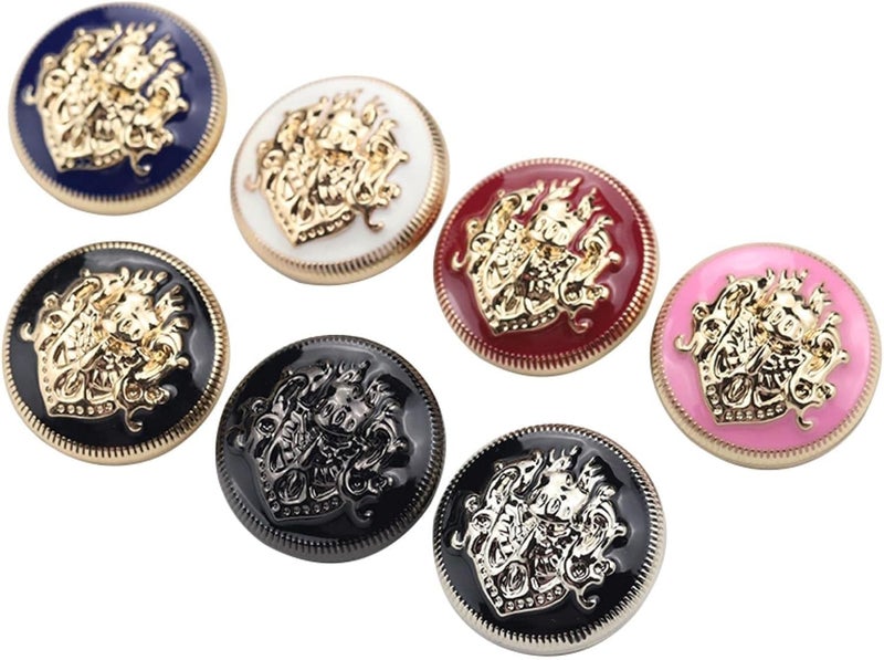 Button,10 Pcs British Style Metal Buttons Coat Jacket Plating Metal Buttons for Sewing Supplies-Black,10mm(Gold Red,25mm) - Image 3