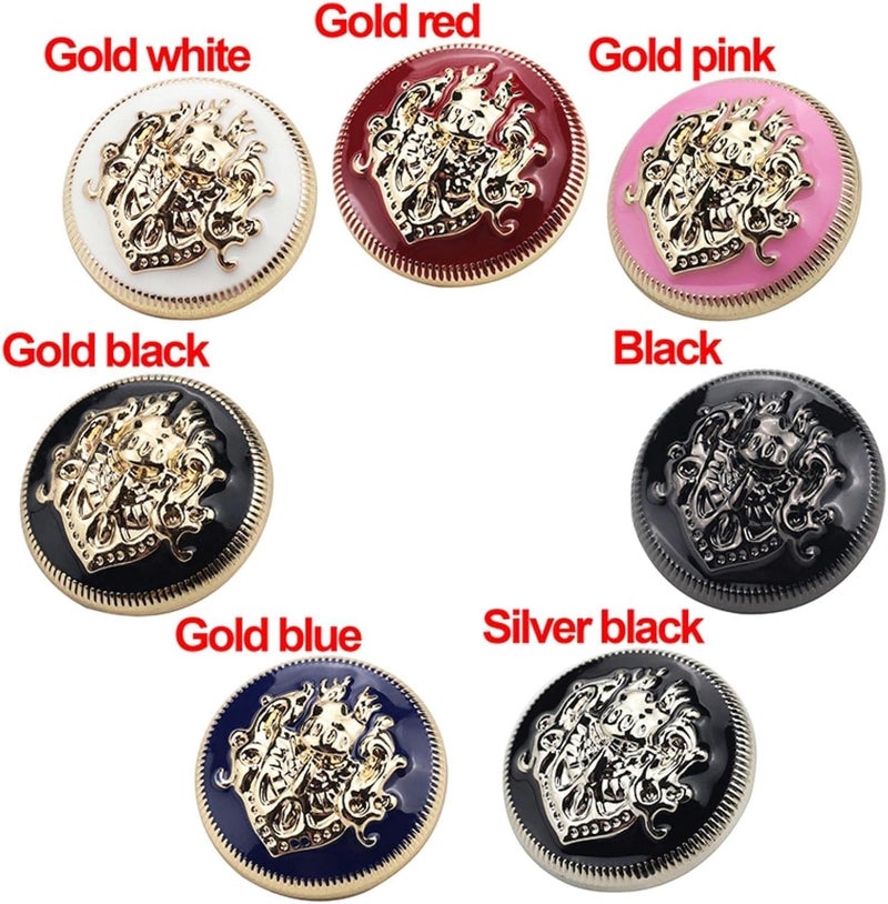 Button,10 Pcs British Style Metal Buttons Coat Jacket Plating Metal Buttons for Sewing Supplies-Black,10mm(Gold Red,25mm) - Image 5