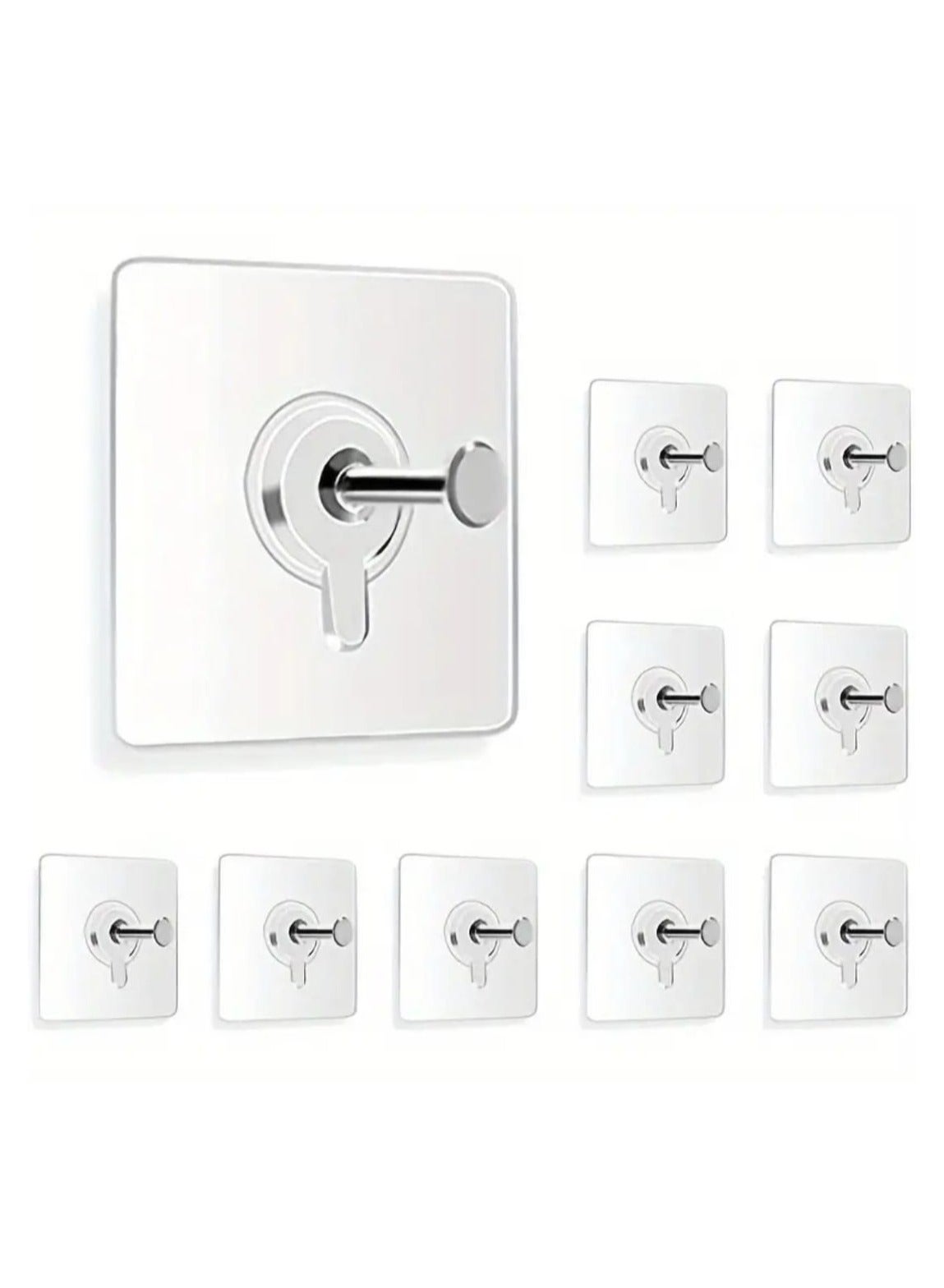 10 Pack Self Adhesive Plastic Wall Hooks - Heavy Duty 5.9 lbs Max - Picture Hangers for Home and Office Decor, Easy Hooks for Wall Decoration