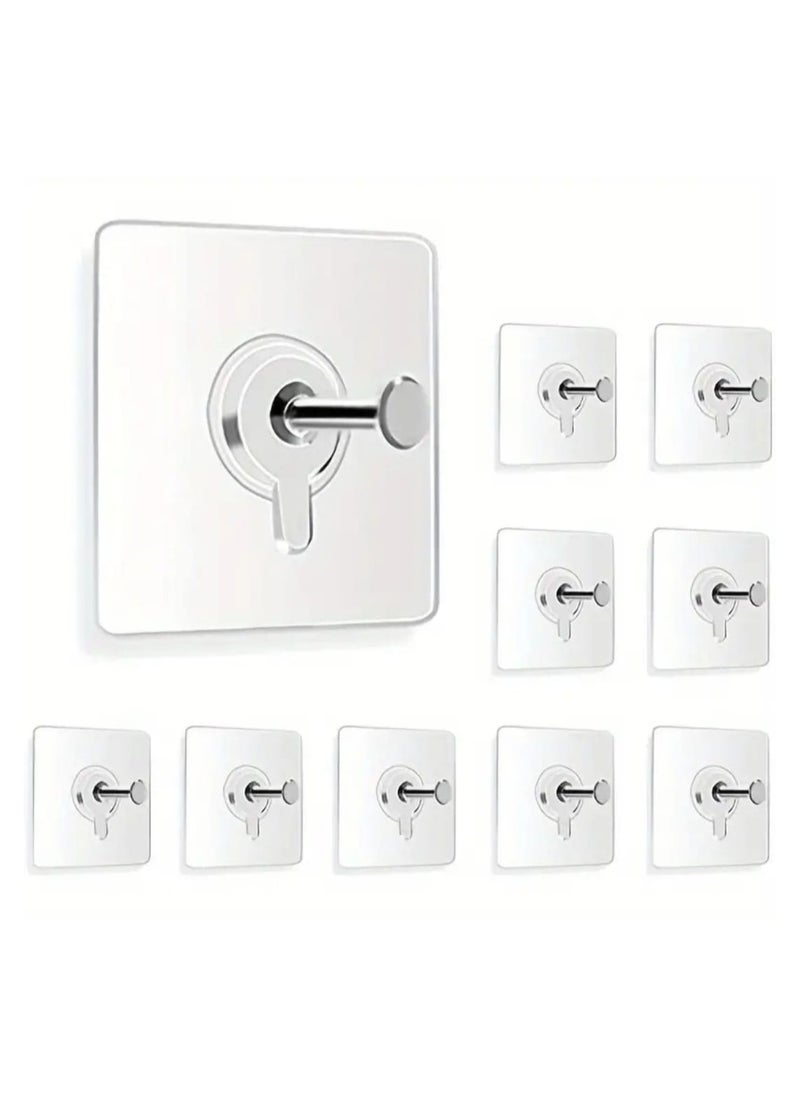 LDQ 10 Pack Self Adhesive Plastic Wall Hooks - Heavy Duty 5.9 lbs Max - Picture Hangers for Home and Office Decor, Easy Hooks for Wall Decoration  - Image 1