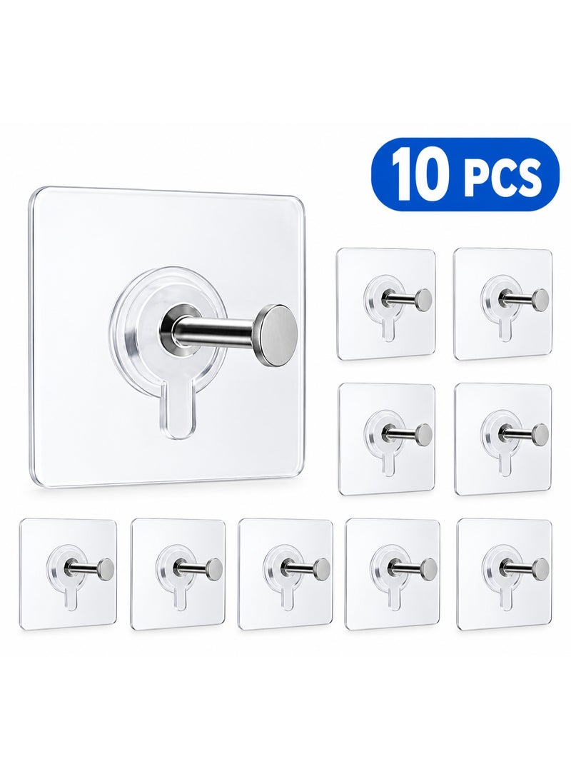 LDQ 10 Pack Self Adhesive Plastic Wall Hooks - Heavy Duty 5.9 lbs Max - Picture Hangers for Home and Office Decor, Easy Hooks for Wall Decoration - Image 1