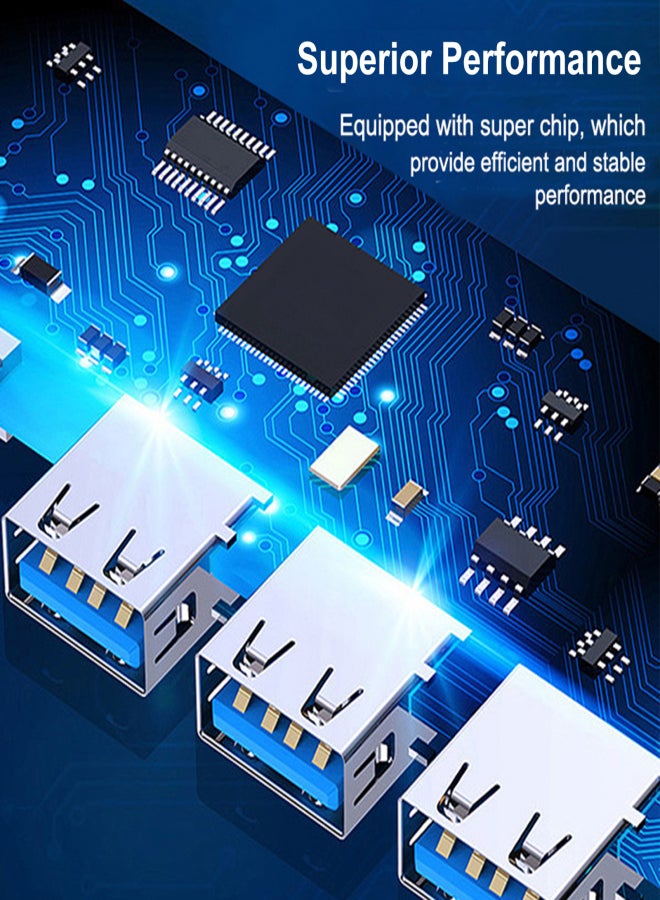 موزع USB متعدد المنافذ 4 في 1 من 2013U، مزود بمنفذ USB 3.0 واحد وثلاثة منافذ USB 2.0، وصلة USB محمولة لأجهزة الكمبيوتر المحمولة وملحقات USB. - Image 5
