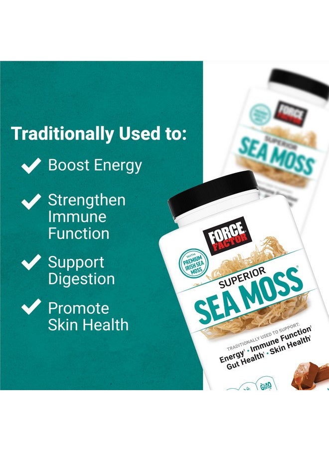 Force Factor FORCE FACTOR Superior Sea Moss, Premium Irish Sea Moss to Support Energy, Immune Function, Gut Health, & Skin Health, Non-GMO, Gluten Free, Salted Caramel Flavor, 60 Soft Chews  - Image 2