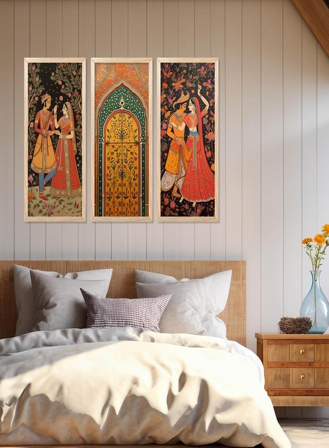 walllane - Traditional Indian Art Wall Décor Paintings | Painting for wall Decoration | Madhubani Art Painting with Frame for Living Room set of 3 (10X19) - Image 4