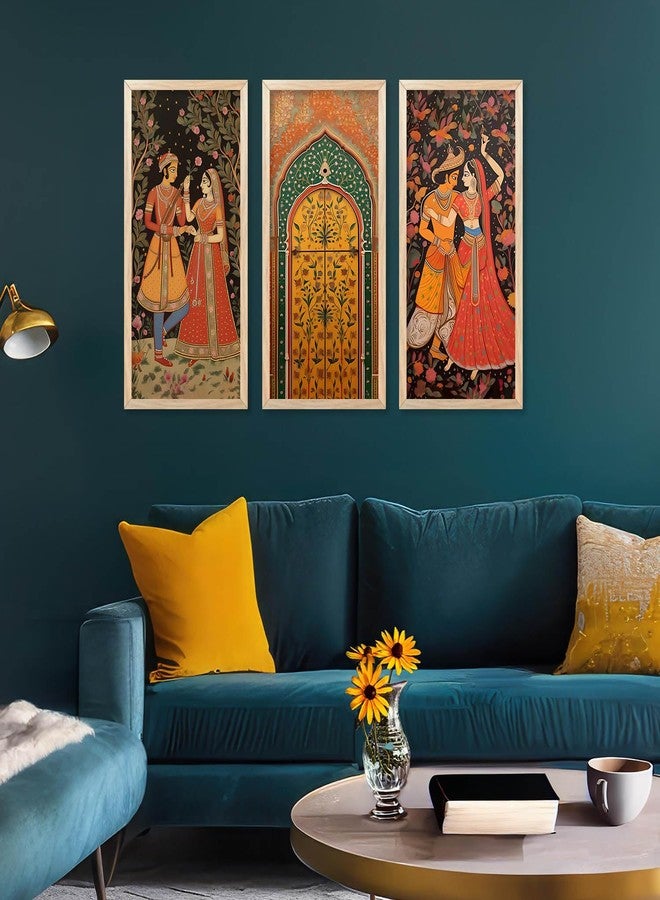 walllane - Traditional Indian Art Wall Décor Paintings | Painting for wall Decoration | Madhubani Art Painting with Frame for Living Room set of 3 (10X19) - Image 5