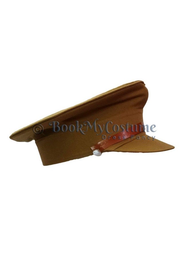 BookMyCostume BookMyCostume Police Inspector Commissioner Khakhi Cap for Boys and Men 6-14 Years Brown  - Image 2