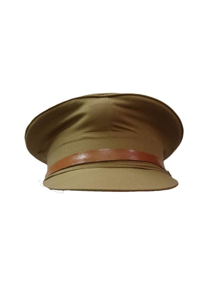 BookMyCostume BookMyCostume Police Inspector Commissioner Khakhi Cap for Boys and Men 6-14 Years Brown  - Image 1