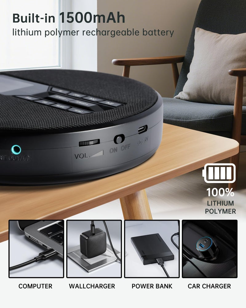 SFOOEOJ CD Player Portable with Speakers - Rechargeable Personal CD Player for Car and Home, Small Fabric Music Player with Backlit Display, Anti-Skip, AUX/USB Port - Ideal for Audiobooks & Gifts - Image 4