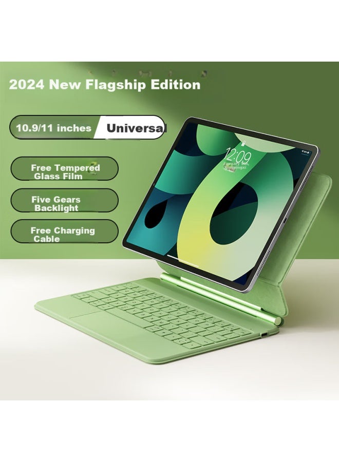 B.O.W Hengshi Hb354 New Ipad Bluetooth Keyboard Air 7/4/5 Protective Case For 20/22 Pro Integrated Touch Magnetic Attraction 10.9 Inch/11 Inch Universal Green - Image 1