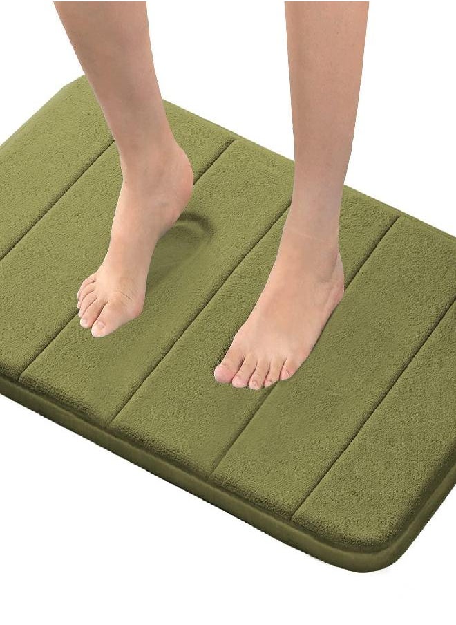 Flamingo P Flamingo P Memory Foam Bath Mat for Bathroom Non Slip Bath Rug Velvet Thick Soft and Comfortable Water Absorbent Machine Washable Easier to Dry Floor Rug Mats, 24x17 Inches, Olive 