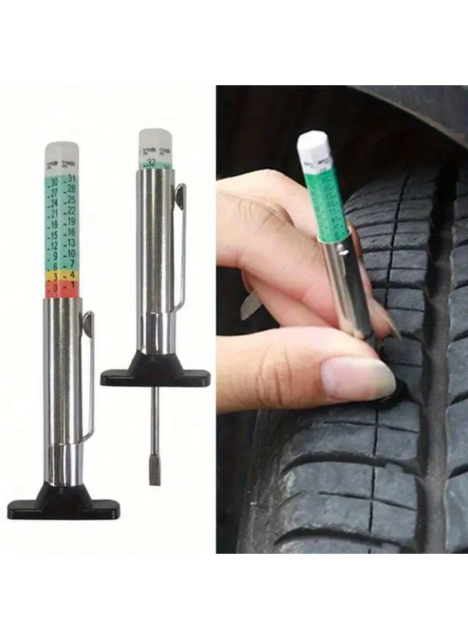 Silver Tire Tread Depth Gauge 25mm Car Tire Wear Detection Measuring Tool Caliper - Image 5