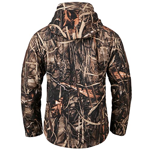 CARWORNIC Men's Camo Quiet Hunting Jacket Waterproof Softshell Fleece Lined Camouflage Silent Hunting Clothes Windproof Outdoor Work Safari Hiking Fishing Coat - Image 2