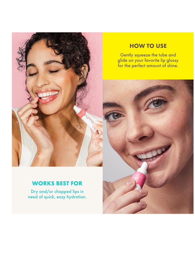 Kopari Coconut Lip Glossy - Clear Lip Oil Gloss, Sheer Non Stick Gloss, Hydrating and Moisturizing, Infused with Shea Butter & Squalane, Clear