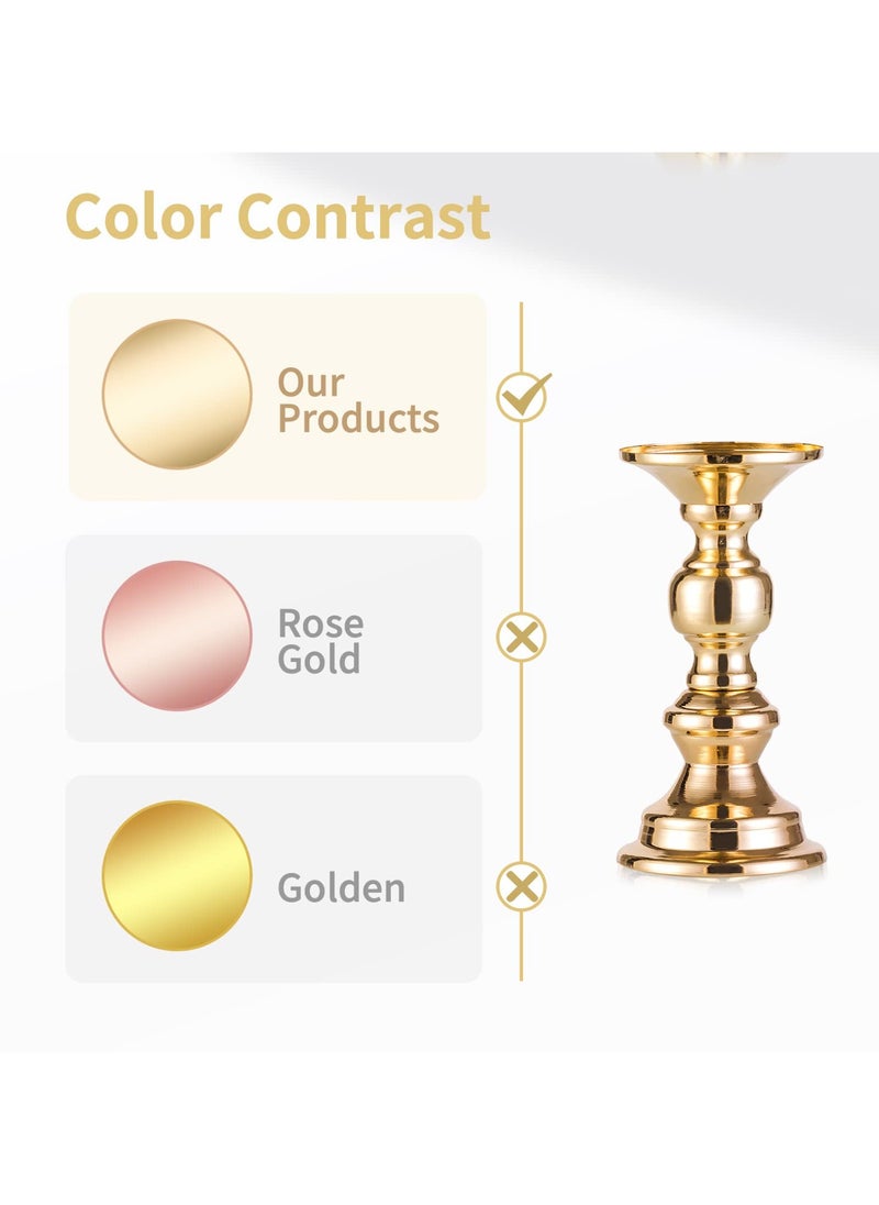 Generic - Gold Metal Pillar Candle Holders Flameless Candlestick Holders Stand Centerpieces Decoration Ideal for Weddings Special Events Parties (50mm 2Pcs) - Image 1