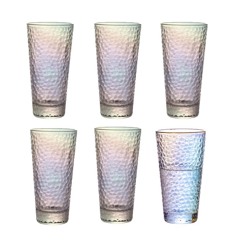 HOMEE Highball Glasses Set of 6-14 oz Tall Drinking Glasses - Colorful Heavy Base Tall Glass Cups - Mojito, Bourbon, Iced Tea, Water, Soda, Juice, Tequila, Cocktail, Glassware Sets - Image 1