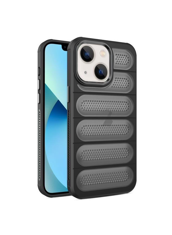 Zaboon For iPhone 13 Cooling Armor Translucent Mesh Breathable Phone Case(Black)