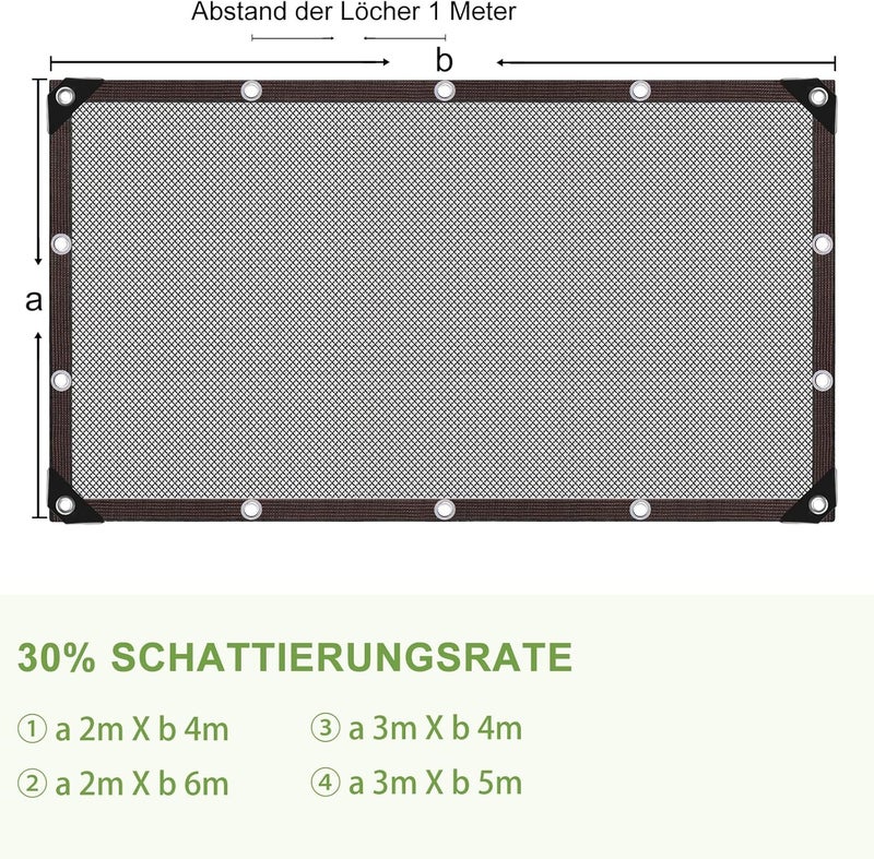 SDLDEER Awning Sun Protection Net, 40% Sun Protection for Patio, Garden, Awning with Eyelets, UV Protection Shade Net, Rectangular Shade Net, Shade Net for Balcony Pergola, Greenhouse (2 m x 6 m, 30%) - Image 2