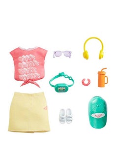 Barbie Barbie Storytelling Fashion Pack Of Doll Clothes Inspired By Roxy: Red Graphic Top & Yellow Roxy Skirt With 7 Accessories Dolls Including Headphones, Gift For 3 To 8 Year Olds  - Image 2