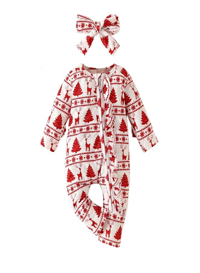FOCUSNORM Toddler Christmas Baby Boy Girl Outfits Infant Fall Winter Clothes Cute Christmas Tree Jumnpsuit Long Sleeve Romper (Red Christmas A, 0-3 Months) - Image 1