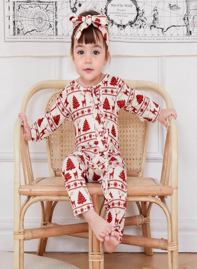 FOCUSNORM Toddler Christmas Baby Boy Girl Outfits Infant Fall Winter Clothes Cute Christmas Tree Jumnpsuit Long Sleeve Romper (Red Christmas A, 0-3 Months) - Image 3