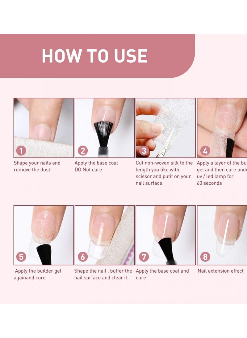 Excefore - Nail Extension Kit Magical Silk Extension Gel with Fiberglass Nail Wrap Form Quickly & Easily Extension Repair Natural Look Nail Art, Complete Nail Art Solution - Image 1